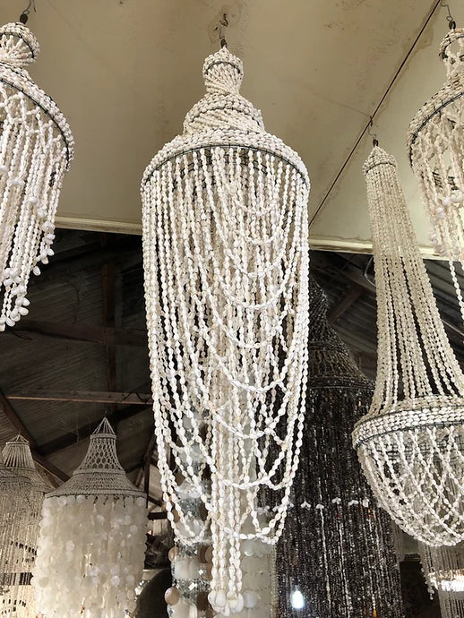 Multi-Layered White Shell Chandelier