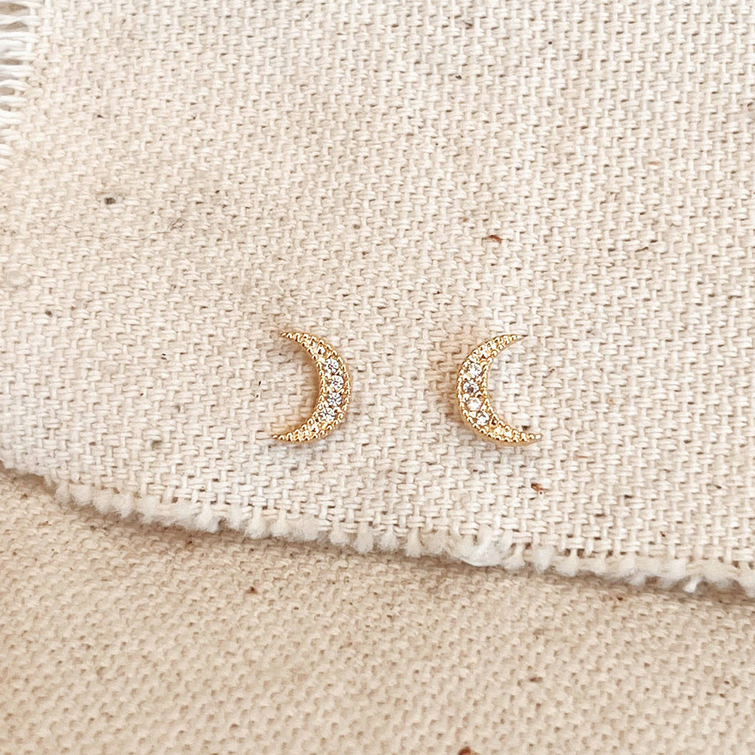 Crescent Moon Gemstone Studs