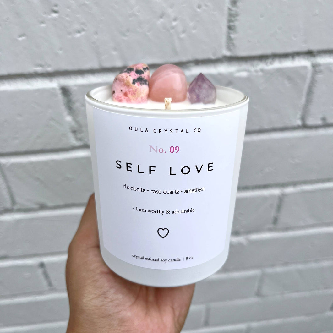 Self Love Crystal Candle 