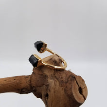 Natural Black Tourmaline Amethyst Adjustable Ring