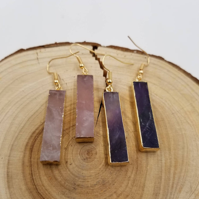 Natural Crystal Stick Earrings