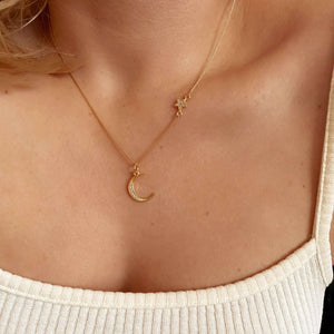 Gold Moon and Star Necklace