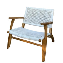 Synthetic Woven Teak Chair With Arms - White