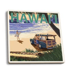 Ceramic Coaster - Beach Wagon