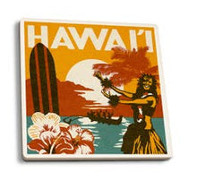 Ceramic Coaster - Hawai'i Woodblock
