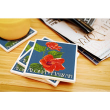 Ceramic Coaster - Red Hibiscus