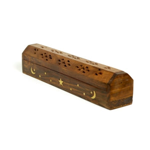 Wooden Incense Box - Moon and Star