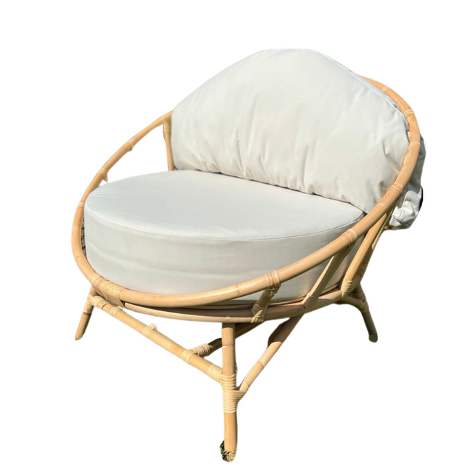 Round Rattan Lounge Chair- Oyster