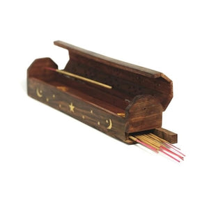 Wooden Incense Box - Moon and Star