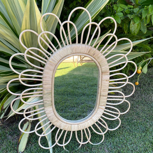 Rattan Oval Pua Mirror- Natural