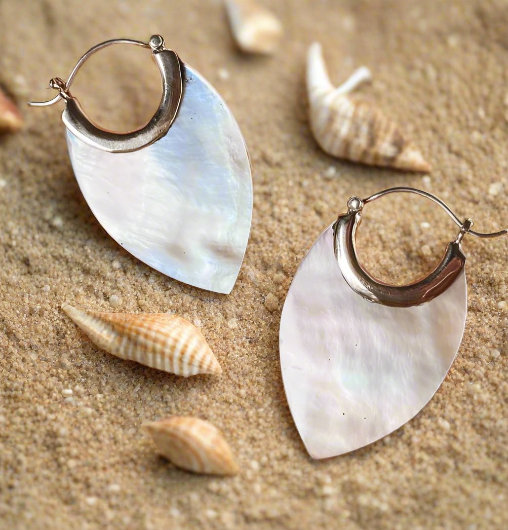 Mother of Pearl Point Hoop Earrings