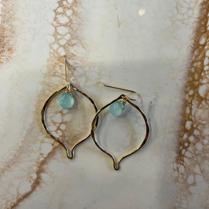 Beach Girl Jewels - Lotus Chalcedony Earrings (Gold)