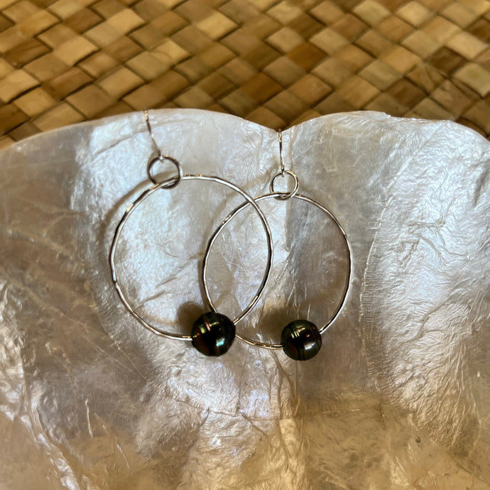 Beach Girl Jewels - Tahitian Pearl Hoop Earrings