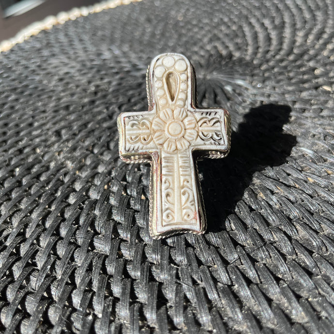 Silver Cross Bone Ring