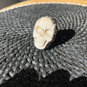 Silver Skull Bone Ring