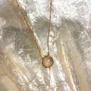 Beach Girl Jewels - Rose Quartz  20" Gold Necklace