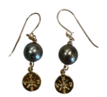 Washed Up Jewelry- Tahitian Pearl & Gold Vermeil Nautical Compass