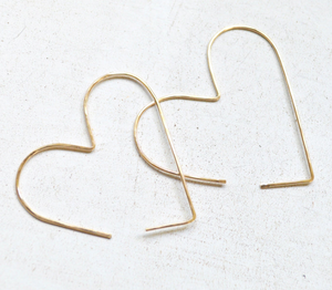 Salty but Sweet Jewelry -Gold Heart Wire Earrings