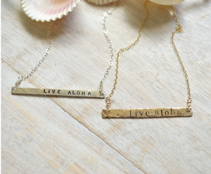 Salty But Sweet Jewelry - Live Aloha Stamped Necklace