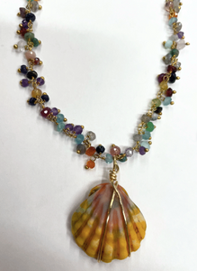 Flattery Designs - Multi-Gem Bead Sunrise Shell Necklace
