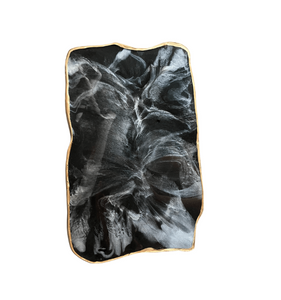 Rectangle Faux Black Marble Tray