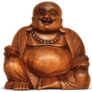 5" Wooden Happy Buddha Statue