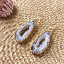 Sliced Geode Agate Crystal Earring - Gold