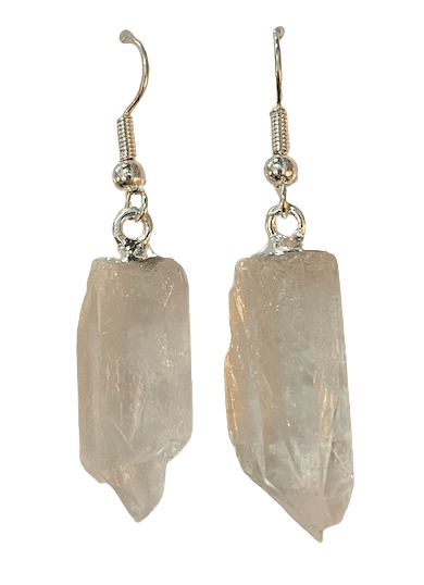 Clear Quartz Point Earring Silver