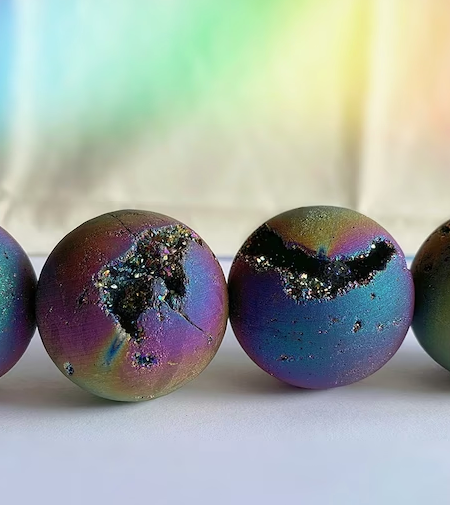 Rainbow Titanium Aura Druzy Sphere