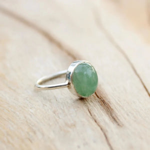 Green Caribbean Calcite Ring - Sterling Silver