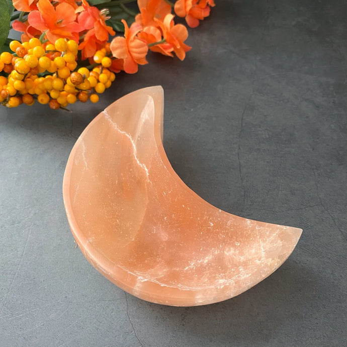 Orange Selenite Moon Bowl