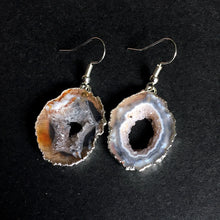 Geode Slice Crystal Earrings - Silver